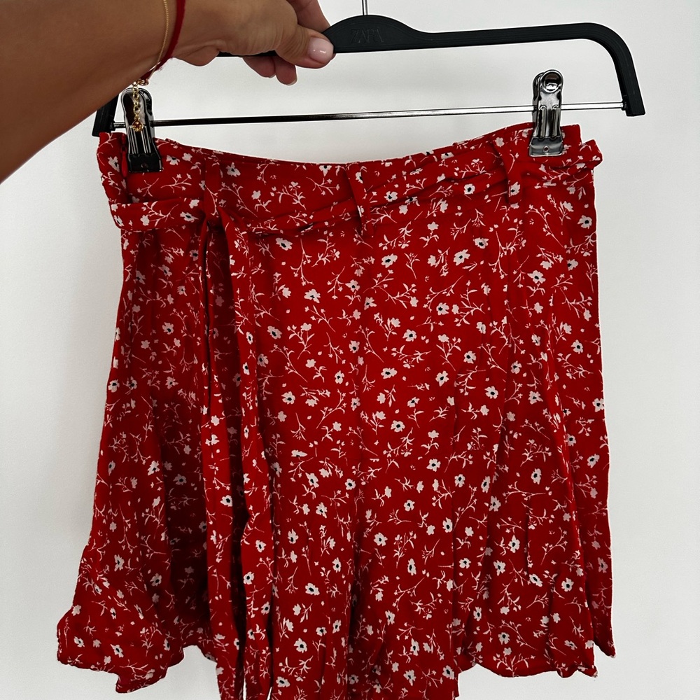 Floral Red Skirt